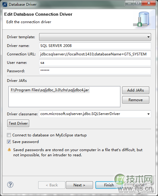 MyEclipse连接SQL Server 2008数据库的操作方法