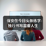 保安在今日头条练字:独行书写墨香人生 保安在今日头条练字:独行书写墨香人生