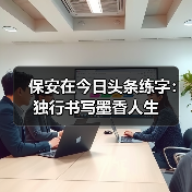 保安在今日头条练字:独行书写墨香人生 保安在今日头条练字:独行书写墨香人生